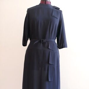 Vintage Martha Manning Original 50s Crepe Belt Half Sleeve Cocktail Dress